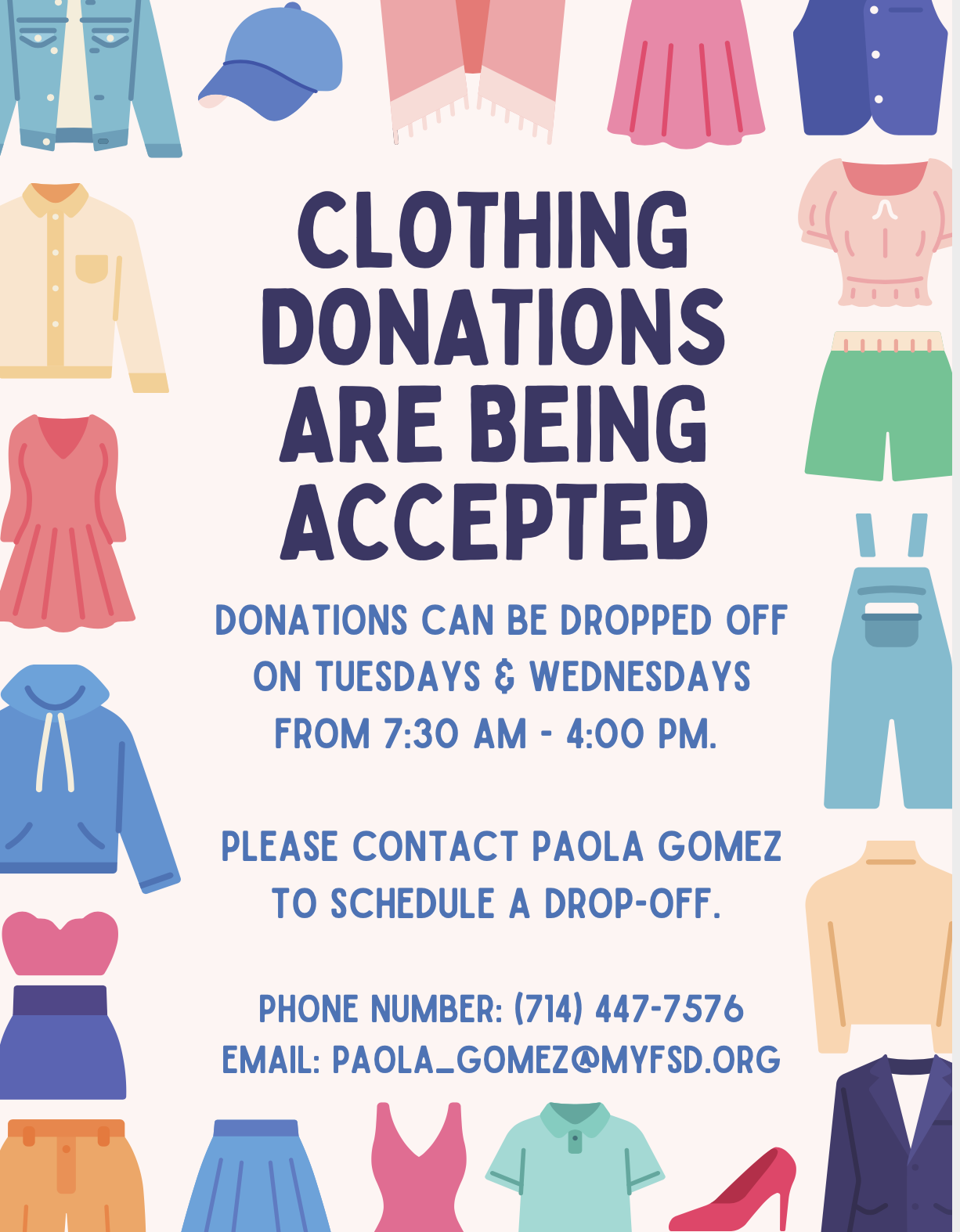  Clothing Donations being accepted
